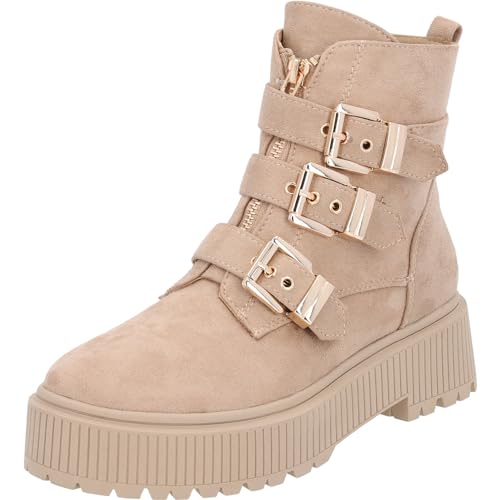 palado stiefeletten damen beige  bequeme ungefütterte boots gr. uk3,5 - eu36