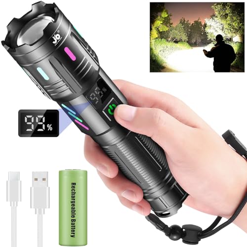 jay-park led taschenlampe aufladbar 500000 lumen 5 lichtmodi zoom ipx7 wasserdicht