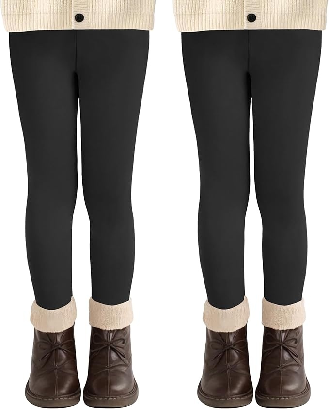 amiYOYO mädchen leggings 2er pack hoch geschnitten lang elastisch bequem fitness hose