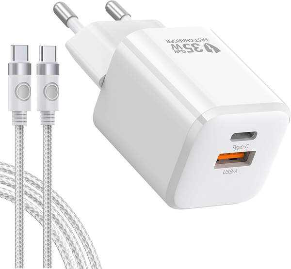 orico usb c charger 35 w gan fast charging adapter mit 1m kabel kompatibel mit macbook und iphone