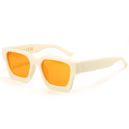 SHEEN KELLY Retro dicke rechteckige Sonnenbrille schwarz Schildpatt unisex