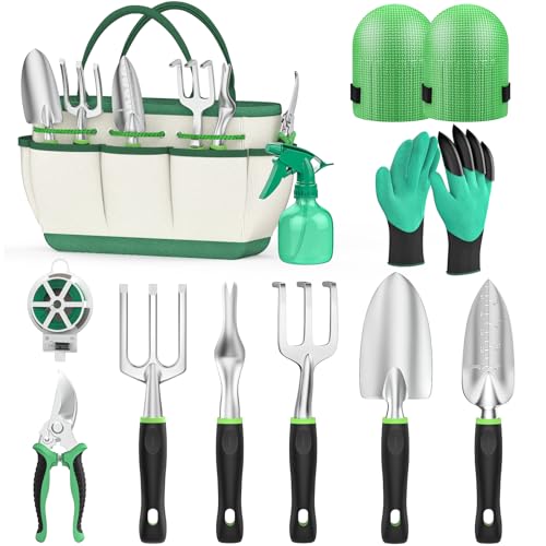 Fixmend gartenwerkzeug set 11-teilig edelstahl mit werkzeugtasche für gartenliebhaber