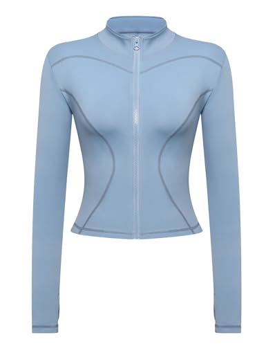 gyabnw laufshirt damen langarm sportjacke fitness mit daumenloch gym overtops