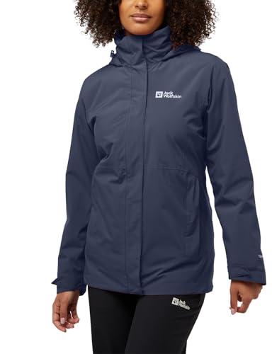 jack wolfskin rotwand 3in1 jacke damen wind- und wasserdicht schwarz