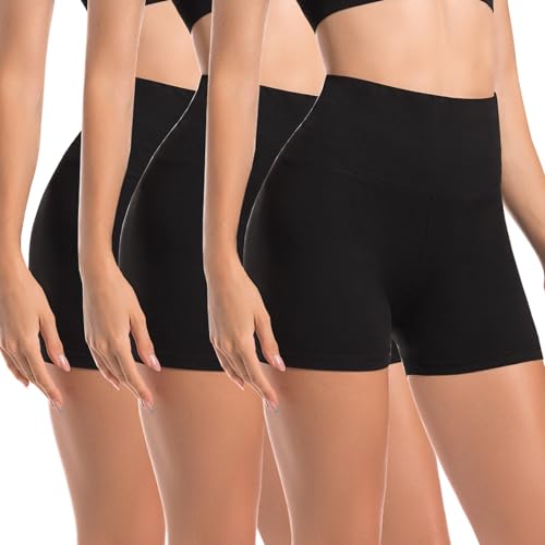 leafigure schwarze kurze sporthose damen high waist fitness shorts 3er pack