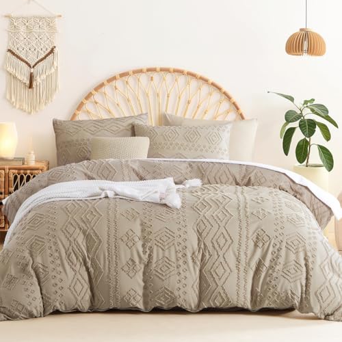 Sedefen boho bettwäsche 200x220 cm khaki geometrisch gewendet mit 2 kissenbezügen 80x80 cm