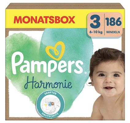 pampers babywindeln größe 3 186er pack 6-10 kg für 35,32 euro statt 59 euro