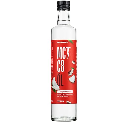 braineffect mct oil c8 500 ml, 300% mehr ketone, 100% c8, kokosöl, keto diät