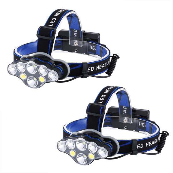 led kopftaschenlampe bestyks, wiederaufladbare stirnlampe, 8 modi, wasserdicht, für laufen, wandern, camping, angeln, 2pcs