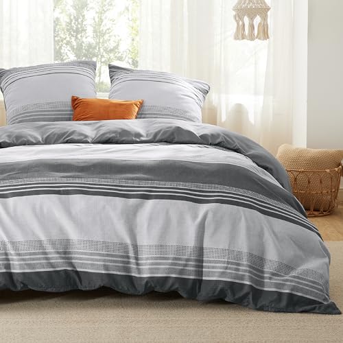 bedsure bettwäsche 220x240 3-teilig grau bettbezug mit 2 kissenbezügen öko-tex