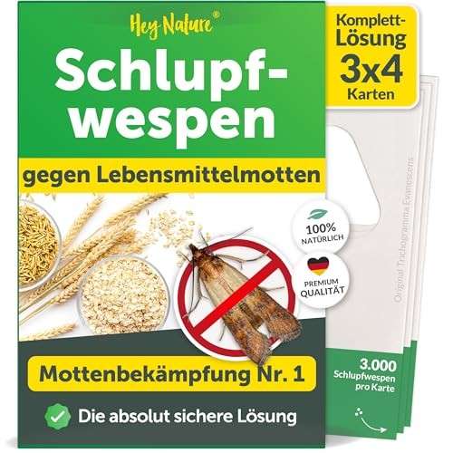 Schlupfwespen gegen Lebensmittelmotten, 3x 4 Karten, alternativ Kleidungsmotten