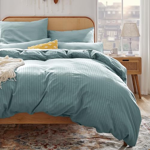 sonive bettbezug-set mikrofaser 135x200cm mit kissenbezug 80x80cm spa-blau ÖKO-TEX