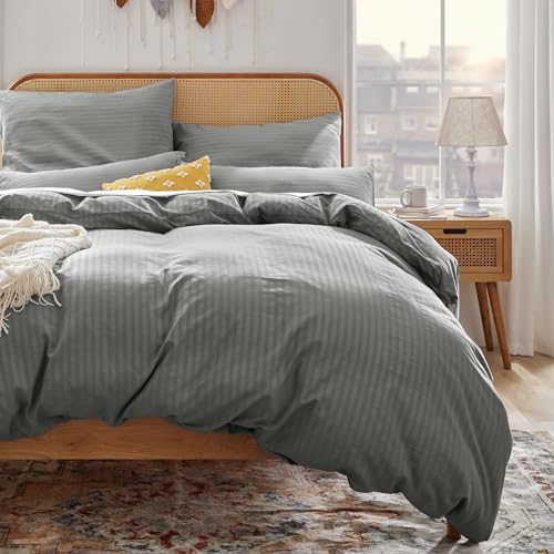 sonive deluxe Bettbezug-Set Mikrofaser 200x200cm, Kissenbezüge 80x80cm, dunkelgrau