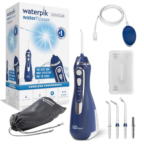 waterpik kabellose munddusche mit induktionsladen, blau