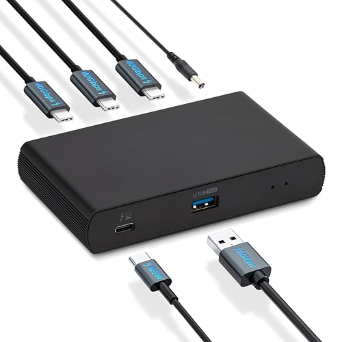 thunderbolt 4 hub, amazon basics, usb 4, dual 4k60, 85w pd, 1x usb-a 3.1