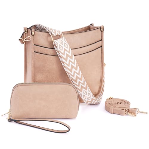 ps petite simone umhängetasche damen beige crossbody bag mit clutche zwei gurte