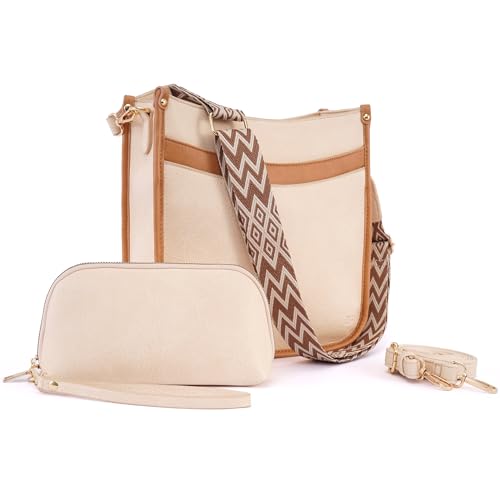 ps petite simone umhängetasche damen beige-braun crossbody bag mit clutche