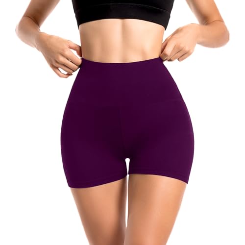 sanpetix sport shorts damen legging shorts blickdicht high waist pflaumen-violett XXL