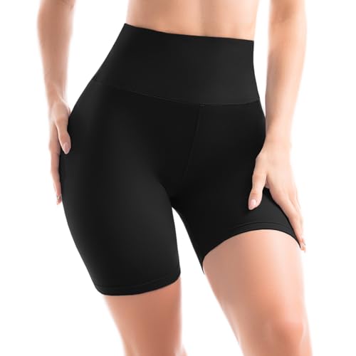 sanpetix radlerhose damen, blickdichte leggings schwarz, kurze sportleggins 1 pack sm