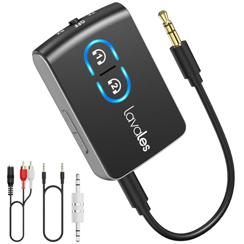 lavales 5.3 bluetooth adapter aux, 3,5mm audio transmitter receiver für tv, pc, auto, kopfhörer