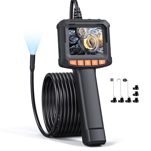 endoskopkamera 1080p hd mit licht, qimic 8 leds, 2.4" ip67 bildschirm, 16.4ft kabel