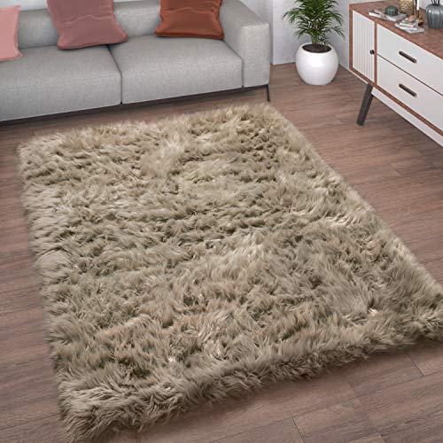 paco home kunstfell teppich hochflor rund sitzkissen herzform beige 30 cm