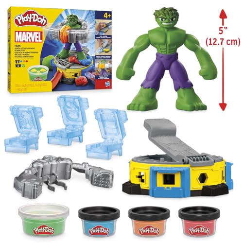 play-doh hulk quetsch- und schmetterspaß set mit action-figur und 4 dosen