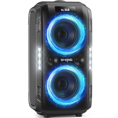 W-KING Bluetooth Lautsprecher 250W, 120 dB, 12 Bässe, Akku, MIC & Guitar IN