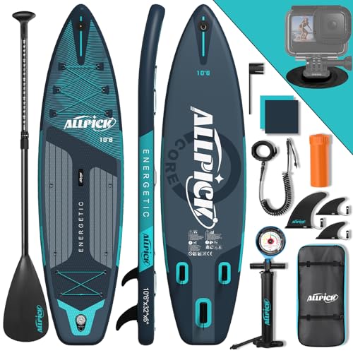 allpick sup board set aufblasbar 180kg mit paddel und kamerahalterung für anfänger und fortgeschrittene