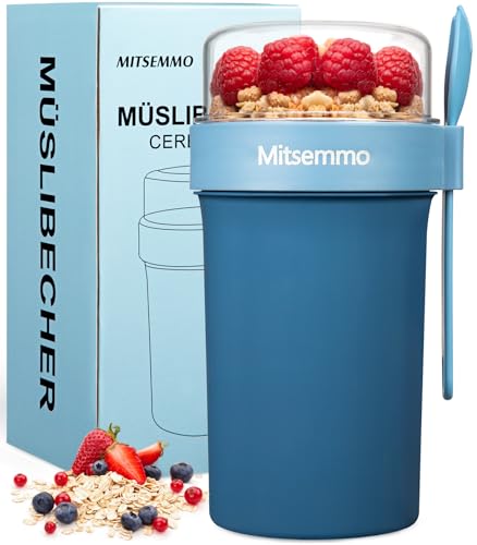 müslibecher to go 760ml joghurtbecher mit löffel blau müslibox frühstücksdose