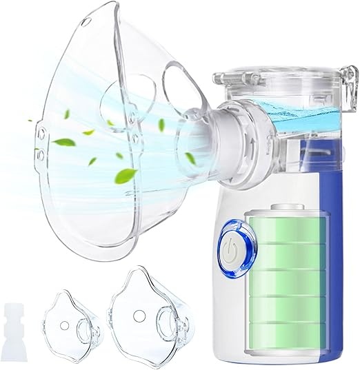 Inhalationsgerät Ultraschall für Kinder und Erwachsene - Vernebler mit 2 Masken, Blau