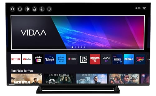 toshiba 43lv3e63daz 43 zoll tv, vidaa smart tv, full hd, hdr, bluetooth, dolby audio