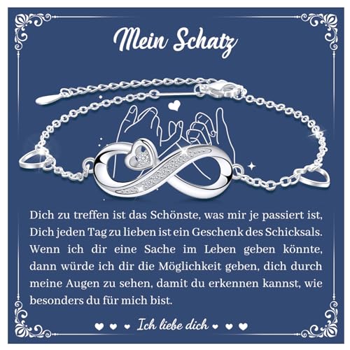 Produktbild: cheerslife infinity armband damen 925 sterling silber unendlichkeit herz armband geschenk für frau