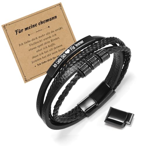 lederarmband für männer von cheerslife  geschenk für ehemann zu weihnachten, jahrestag, valentinstag