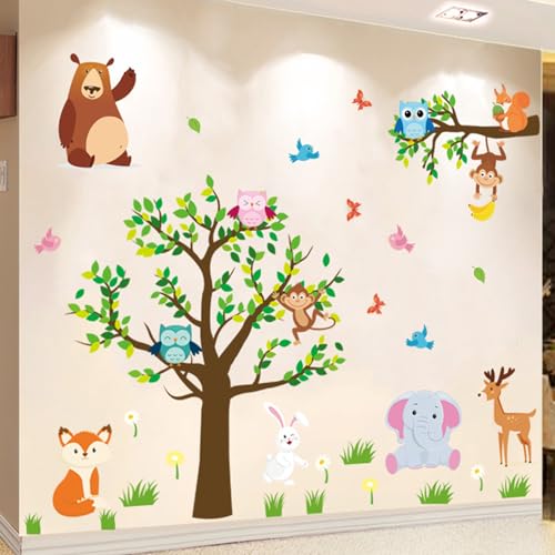 Produktbild: arawat tree wandtattoo zoo dekoration für kinderzimmer, wohnzimmer, schlafzimmer 3d wandaufkleber