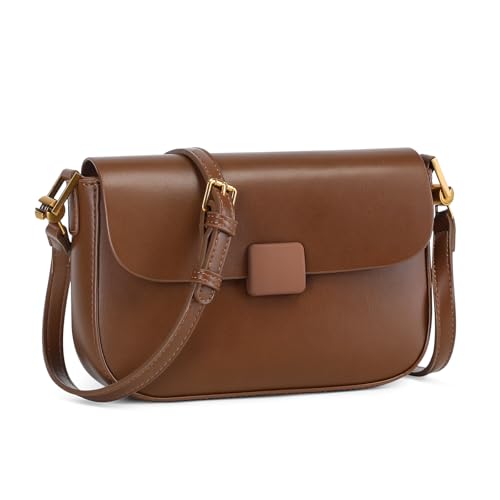 baigio damen umhängetasche klein elegant crossbody bag handytasche braun mit 2 riemen