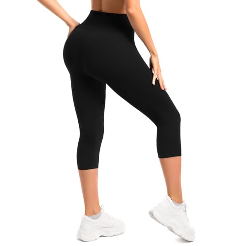 sanpetix capri leggings damen schwarz hochgeschlossen blickdicht 3/4 sport leggins 1 pack