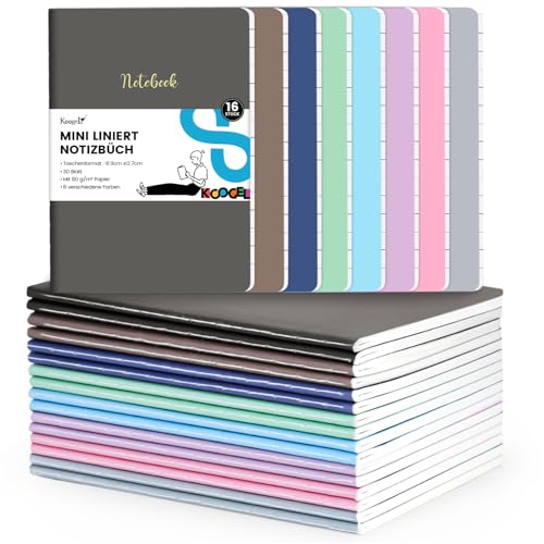 koogel 16 stück notizbücher 13 x 9cm kraftpapier-einband 8 farben journal tagebuch