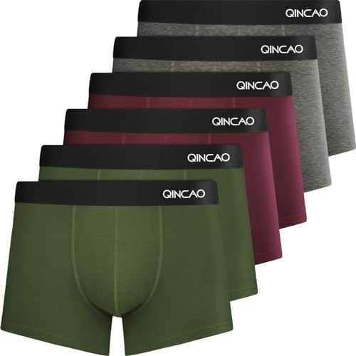 QINCAO Herren Boxershorts 6er Pack Baumwolle ohne Kratzenden Zettel (Gr. S - 4XL)