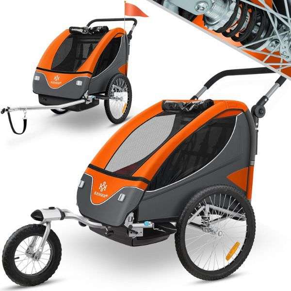 Produktbild: kesser 2-in-1 fahrradanhänger drehbar mit federung für kinder 164,80