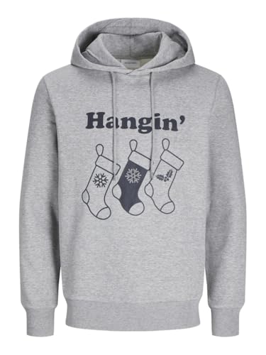 jack&jones herren sweatshirt hoodie funny in light grey melange, größe L