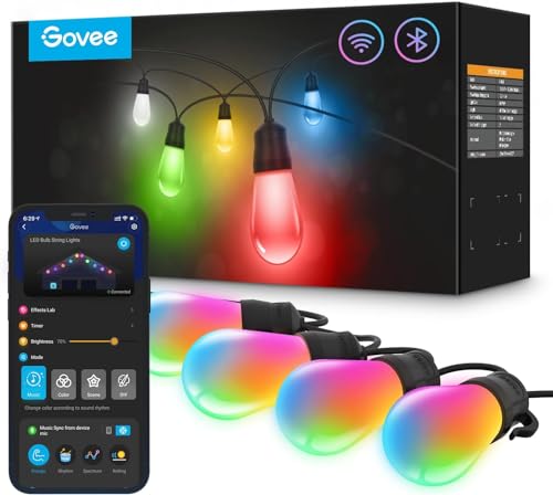 govee lichterkette außen, smart led wifi rgbicw, 30m, 30 leds, app-steuerung, ip65 wasserdicht