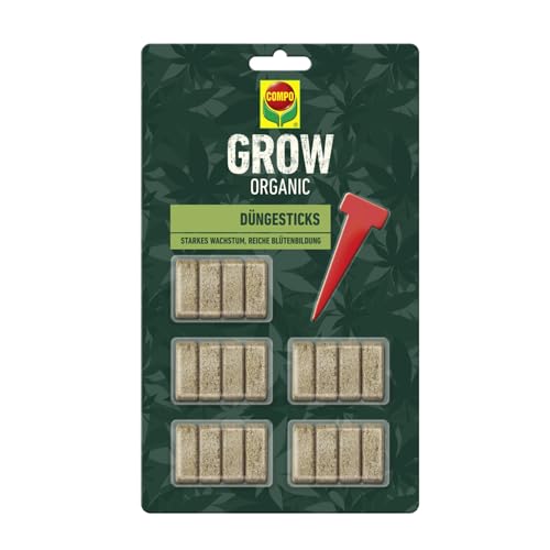 compo grow organics düngesticks für spezialkulturen langzeitwirkung 20 stk braun
