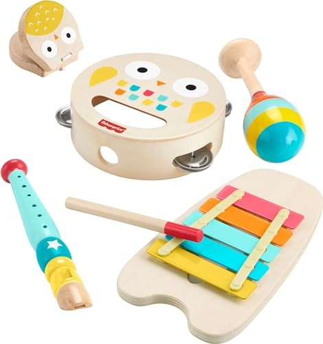 Fisher-Price Musik-Geschenkset Tierspielzeug-Instrumente Holz 6 Teile ab 2 Jahren