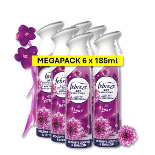 Febreze lufterfrischer spray lenor amethyst blütentraum 6x185 ml geruchsbekämpfung, frische