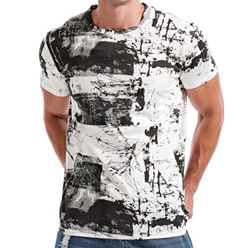 ronomo herren t-shirt graffiti print, casual dye t-shirt, mode krawatte