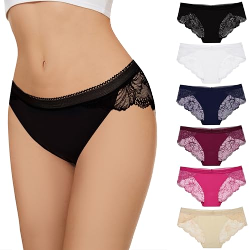 evolyline damen hipster panties unterhosen spitze weich bikini slip 6er pack