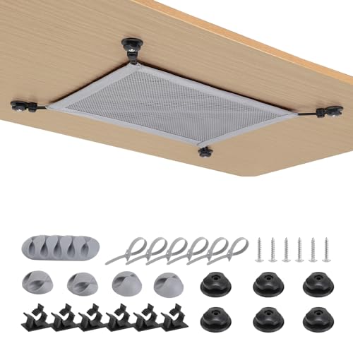 WurdeWindig kabelmanagement unterbau für schreibtisch, offener kabelkanal, grau, 40x28cm