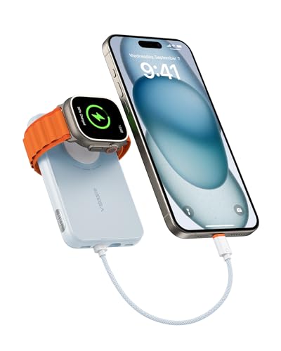 veger 10000mAh power bank 20W PD, eingebautes apple kabel, 2x USB-C, apple watch ladekabel