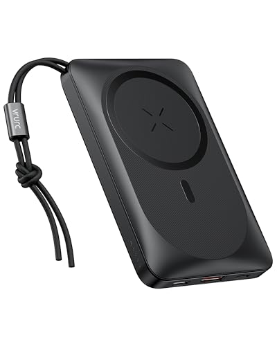 vrurc powerbank 10000mah magnetisch usb c kabellos schnellladegerät handyakkus für iphone samsung huawei weiß